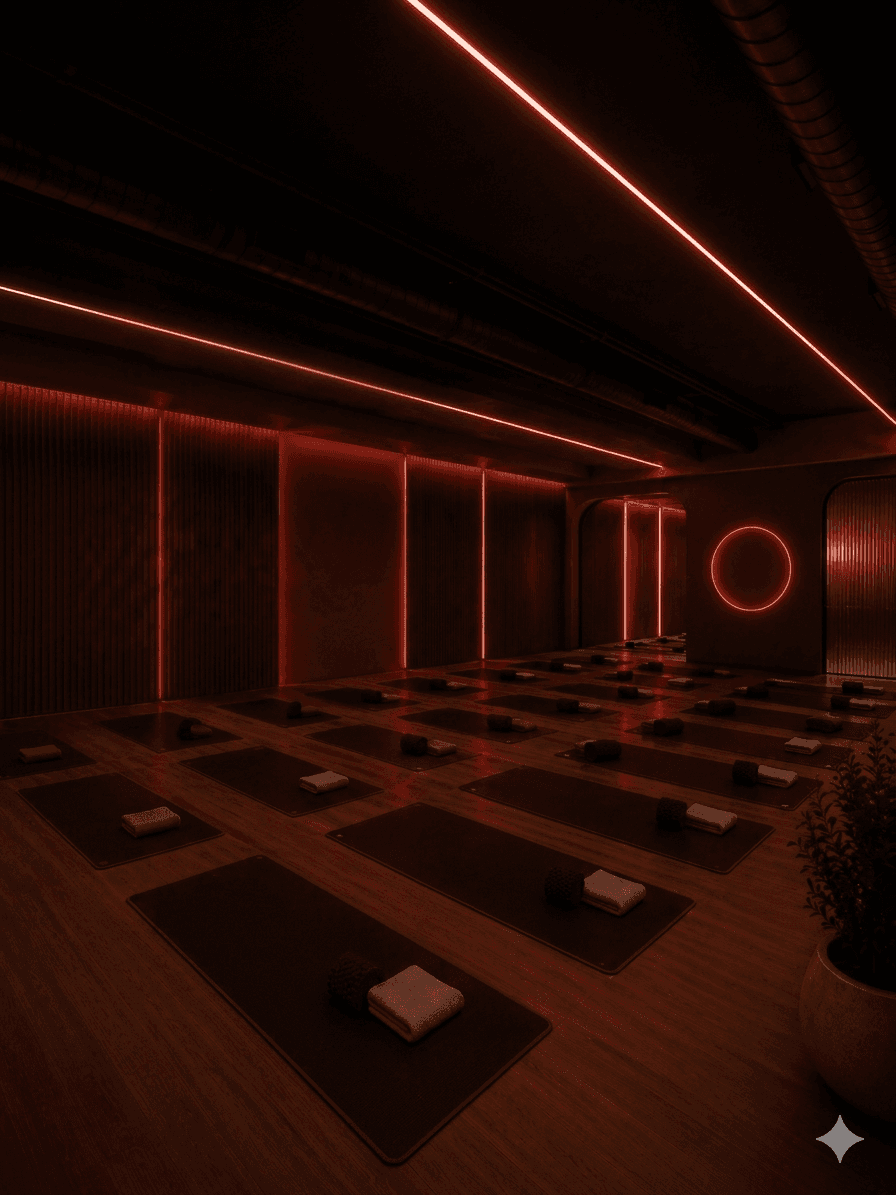 The heated practice room at Ignite + Aliign, Bangalore