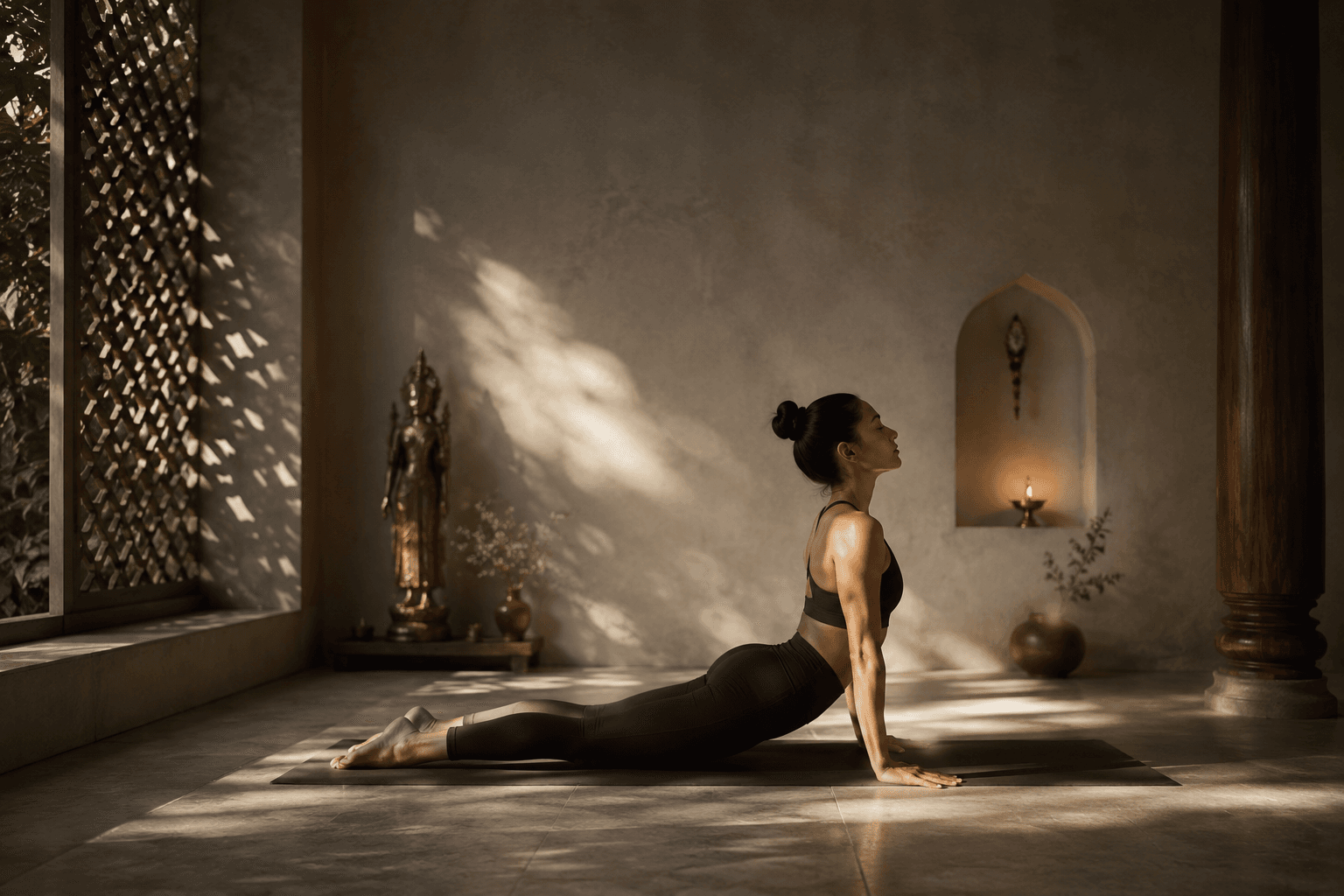 A teacher guiding a student in the Mysore-style Ashtanga room at Ignite + Aliign, Bangalore