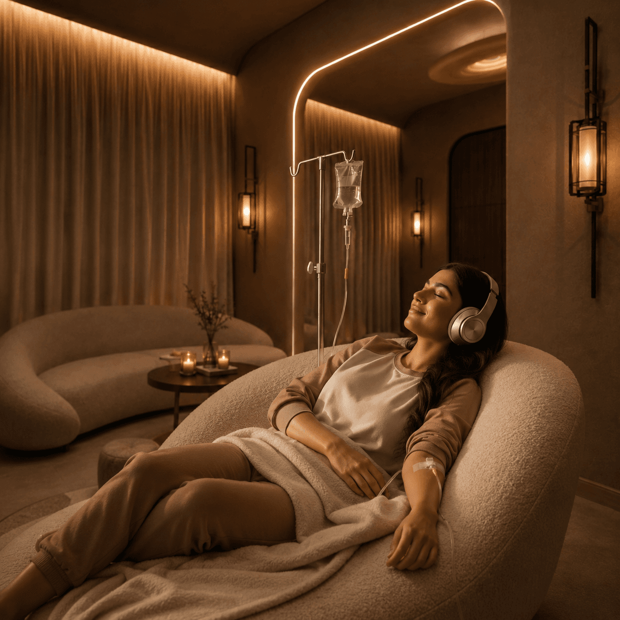 An IV drip session in the private REVIV suite at Ignite + Aliign, Ulsoor Lake